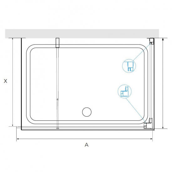 Душевой уголок RGW Walk In WA-005B 110x80 стекло прозрачное, профиль чёрный