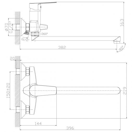 Смеситель для ванны ROSSINKA S35-33