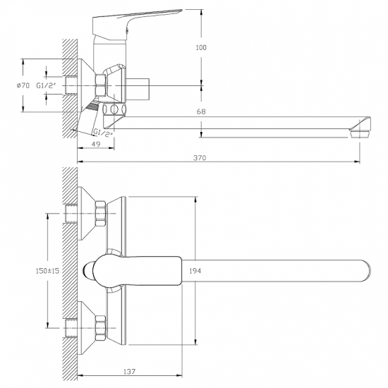 Смеситель для ванны ROSSINKA RS27-33