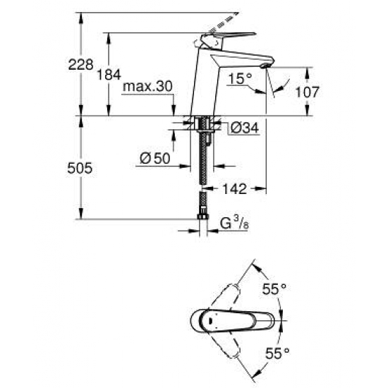 Смеситель для раковины GROHE Eurodisc Cosmopolitan 23449002