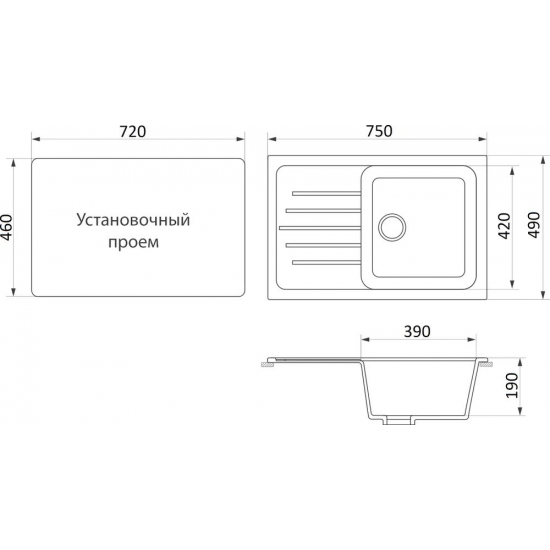 Мойка для кухни DOMACI Бьелла DMC-76 чаша+крыло 750х490 мм, бежевый