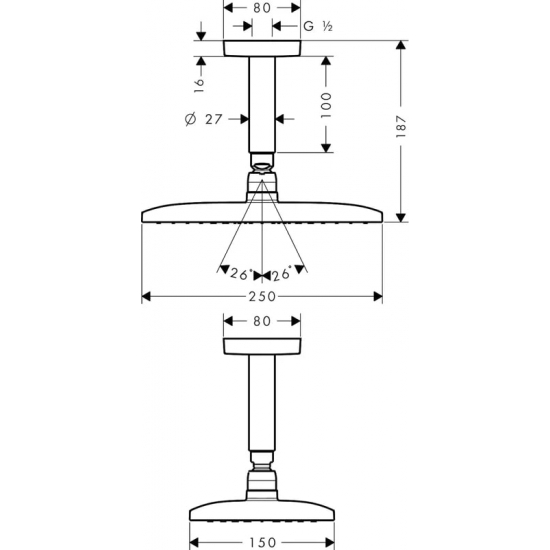 Верхний душ HANSGROHE Raindance E 240 мм 1jet 27380000