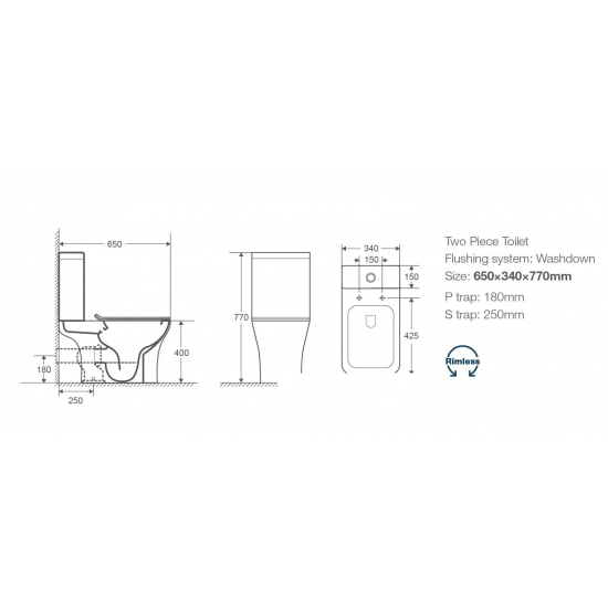 Унитаз компакт HOLLER TOKO 650*340*770мм, микролифт, дюропласт