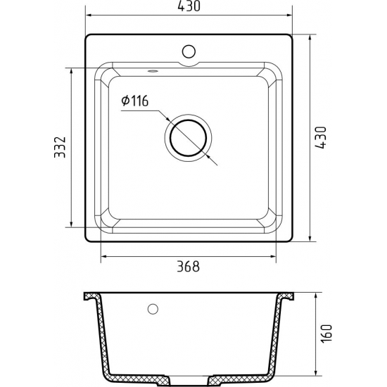 Мойка для кухни GRANFEST Smart SM-430 430х430 мм, белый