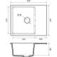 Мойка для кухни GRANFEST Urban UR-658L 580х490 мм с крылом кварцевая, тёмно-серый