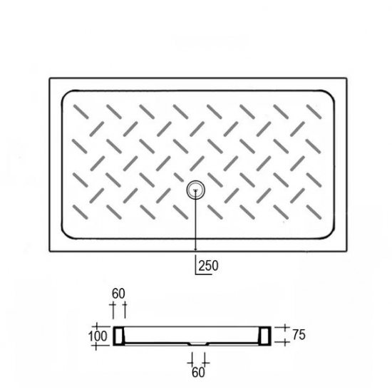 Душевой поддон RGW CR 70x140 керамический, белый