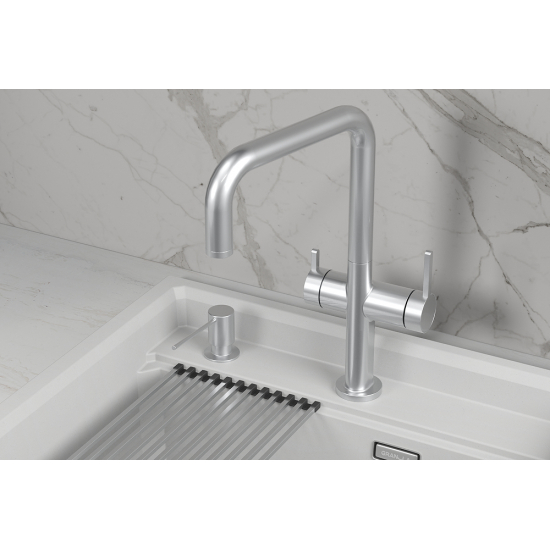 Смеситель для кухни GRANULA KS-8275 с краном для питьевой воды, нерж