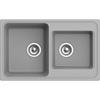 Мойка для кухни EWIGSTEIN Elegant 80D 775х480 2 чаши кварцевая, серый металлик