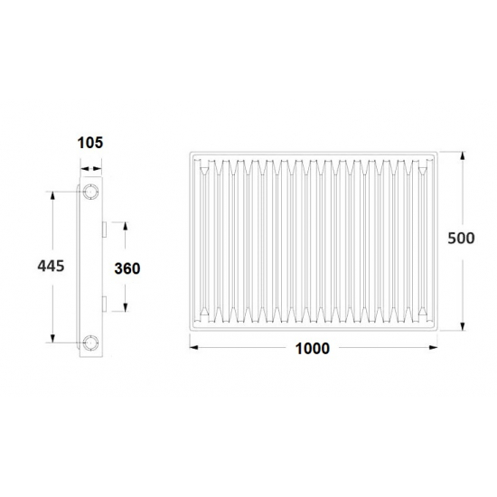 Радиатор панельный стальной OASIS тип 22 500/1000 2278 Вт