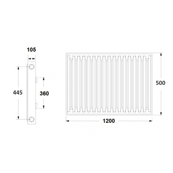 Радиатор панельный стальной OASIS тип 22 500/1200 2734 Вт