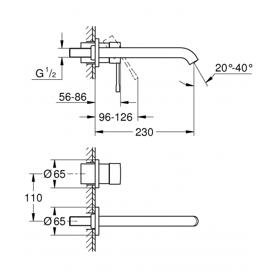 Смеситель для раковины встраиваемый GROHE Essence New 19967GN1 холодный рассвет матовый