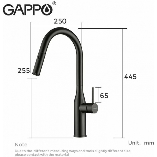 Смеситель для кухни GAPPO G4398-46 черный с выдвижным изливом