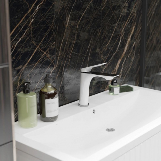 Смеситель для раковины MIXLINE Plus Swan White ML41-04, белый/хром