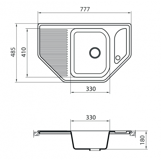 Мойка для кухни GRANICOM G-002 1.5 чаши, угловая 777х485 мм, жасмин