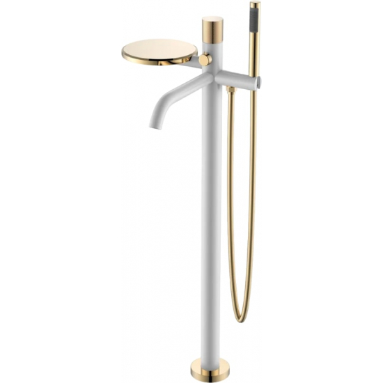 Смеситель для ванны напольный BOHEME Stick 129-WG.2 white touch gold