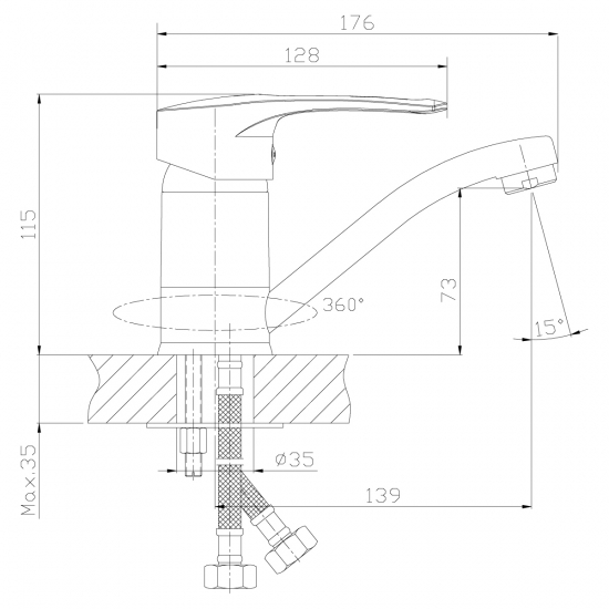 Смеситель для раковины ROSSINKA T40-22 хром