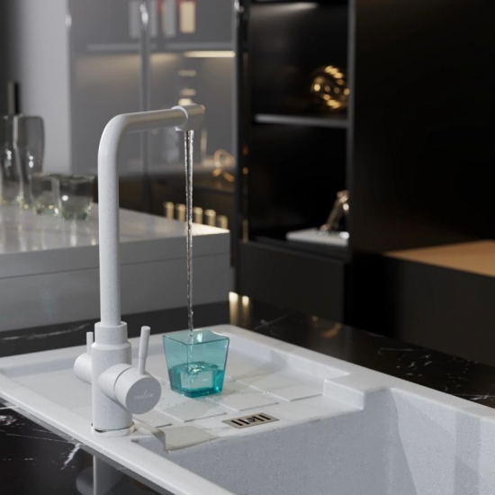 Смеситель для кухни MIXLINE ML-GS13 (341) с подключением к фильтру из нержавеющей стали, молоко