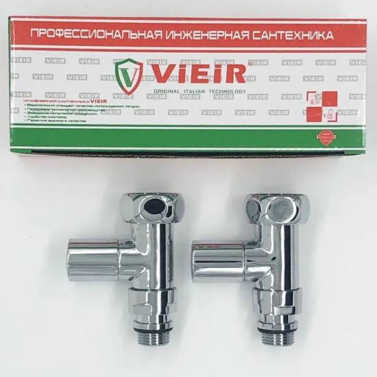 Вентиль запорный для полотенцесушителя VIEIR VR2035F 1"х1/2" г-ш прямой, ручка колпачек