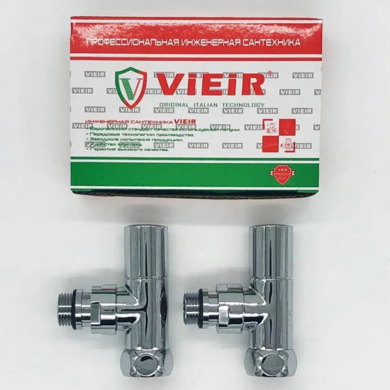 Вентиль запорный для полотенцесушителя VIEIR VR2034 3/4"х1/2" г-ш угловой, ручка колпачек