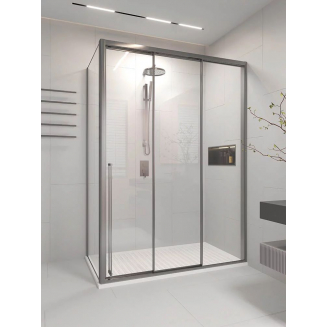 Душевой уголок VECONI Premium Prato 300 SP GR-R 160x100 правый, стекло прозрачное, профиль графит