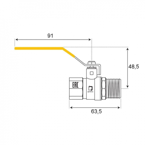 Кран шаровый газ STM-GAS 3/4" вн-нар рычаг CGFMH034 