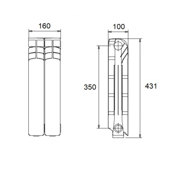 Радиатор алюминиевый FERROLI 350/100  2 секции