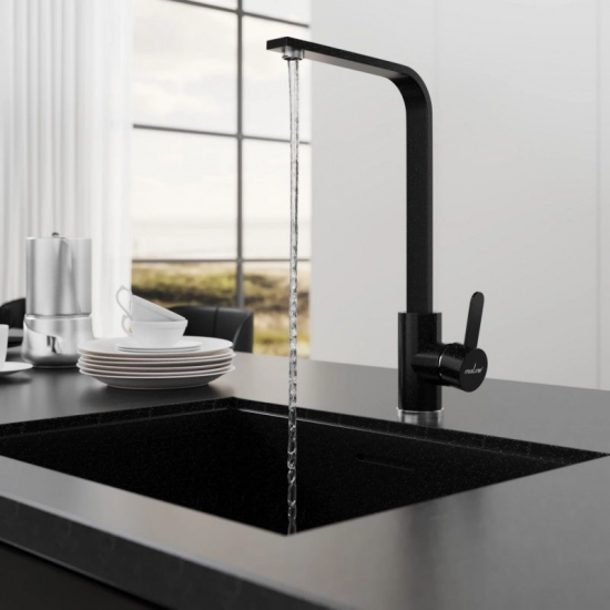 Смеситель для кухни из нержавеющей стали MIXLINE ML-GS14 (308), чёрный
