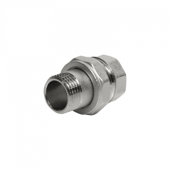 Американка прямая VRT 1/2" x 1/2" латунная 15 мм, никель