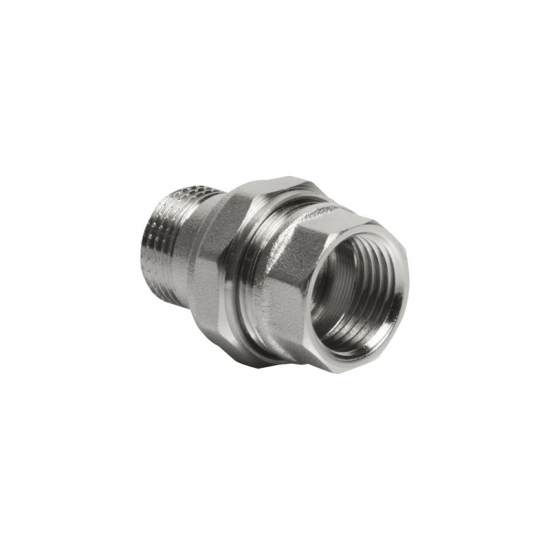 Американка прямая VRT 1/2" x 1/2" латунная 15 мм, никель