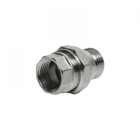 Американка прямая VRT 1/2" x 1/2" латунная 15 мм, никель