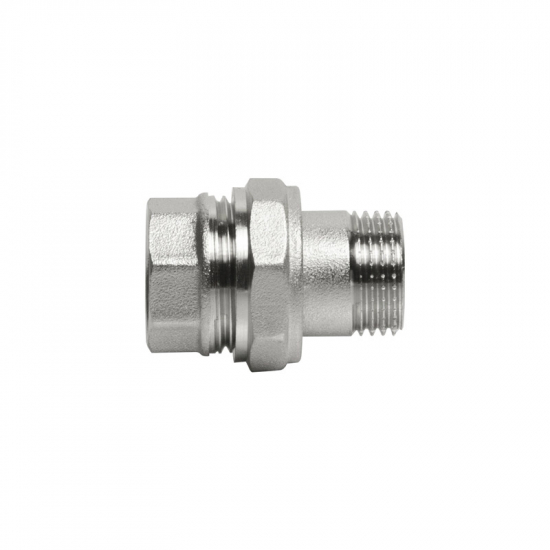 Американка прямая VRT 1/2" x 1/2" латунная 15 мм, никель