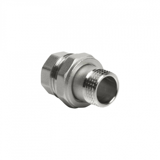 Американка прямая VRT 1/2" x 1/2" латунная 15 мм, никель