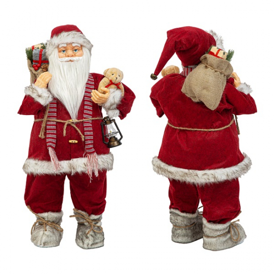 Фигурка Дед Мороз с фонарём 80 см (красный)