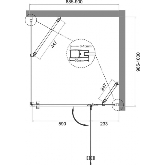 Душевой уголок BelBagno KRAFT-AH-12-90/100-C-Cr-R стекло прозрачное