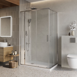 Душевой уголок BelBagno LUCE-AH-21-140/90-C-Cr стекло прозрачное, профиль хром