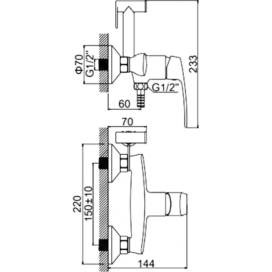 Гигиенический душ LEDEME H72 L5272 со смесителем, хром