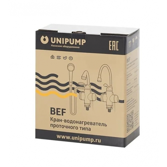 Смеситель водонагреватель UNIPUMP BEF-001-02  с дисплеем и гибким изливом