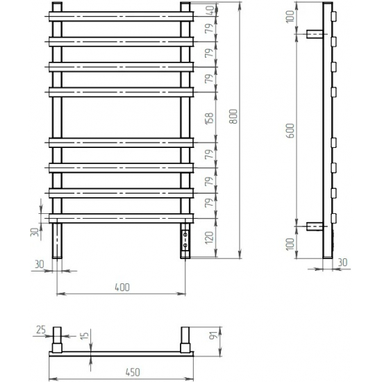 Полотенцесушитель электрический ДВИН N plaza neo 80x40 чёрный матовый