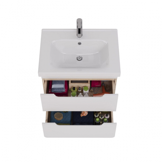 Тумба для комплекта LEMARK Olivia 65 подвесная, 2 ящика, дуб кантри, под раковину Гармония 65