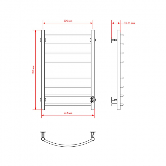 Полотенцесушитель электрический MIXLINE Capella 80x50 318 Вт, чёрный
