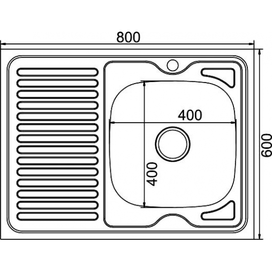 Мойка для кухни MIXLINE 800х600x0,8 мм накладная правая, нержавеющая сталь