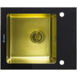 Мойка для кухни врезная SEAMAN Eco Glass SMG-610B Gold (PVD) Slam-shut
