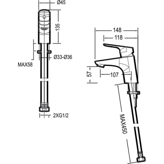 Смеситель для раковины BRAVAT Drop F14898C-1 хром