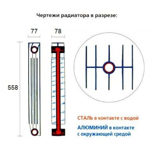 Радиатор биметаллический СТК 500/80  8 секций