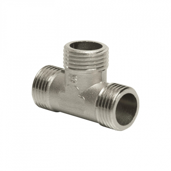 Тройник резьбовой VRT 1/2" x 1/2" x 1/2" нар.-нар.-нар. 15 мм, никель