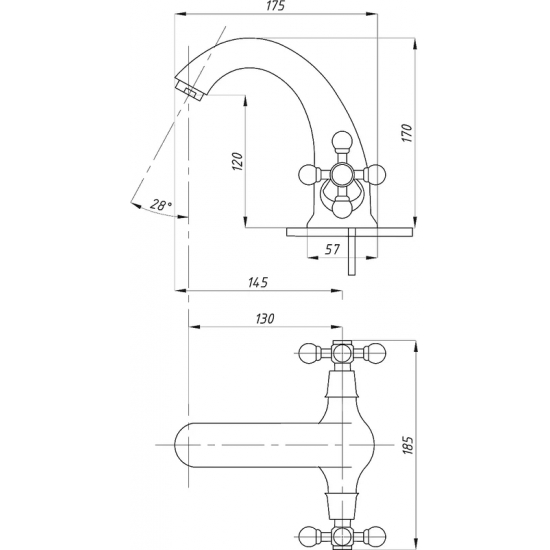 Смеситель для раковины ПРОФСАН Стандарт-А ПСМ-712-89 хром