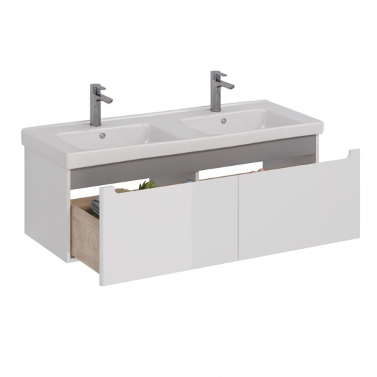 Тумба для комплекта LEMARK Buno mini 125 подвесная, 2 ящика, белая, под раковину Гармония 125