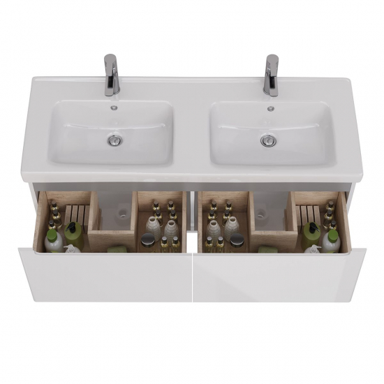 Тумба для комплекта LEMARK Buno mini 125 подвесная, 2 ящика, белая, под раковину Гармония 125