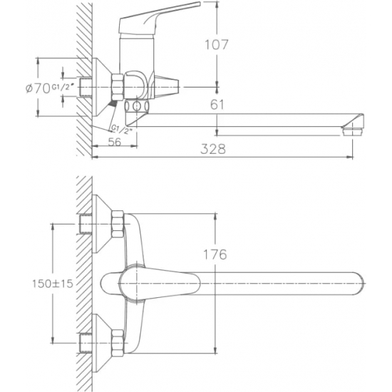 Смеситель для ванны HAIBA HB16 HB2216 хром