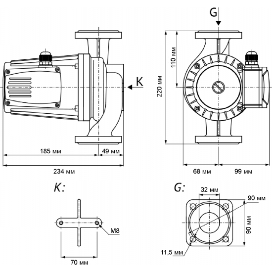 Циркуляционный насос UNIPUMP UPF 32-120